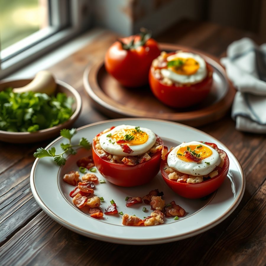 Bacon and Egg Stuffed Tomatoes