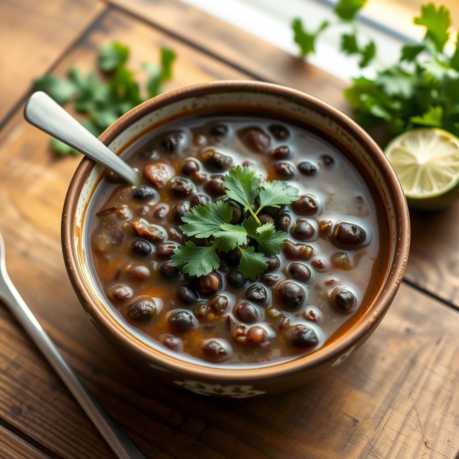 Black Bean Soup and Salsa Verde