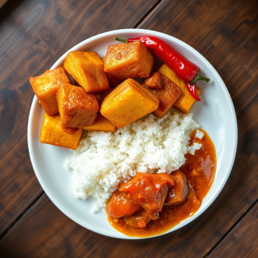Fried Yam with Pepper Sauce (Dundu)