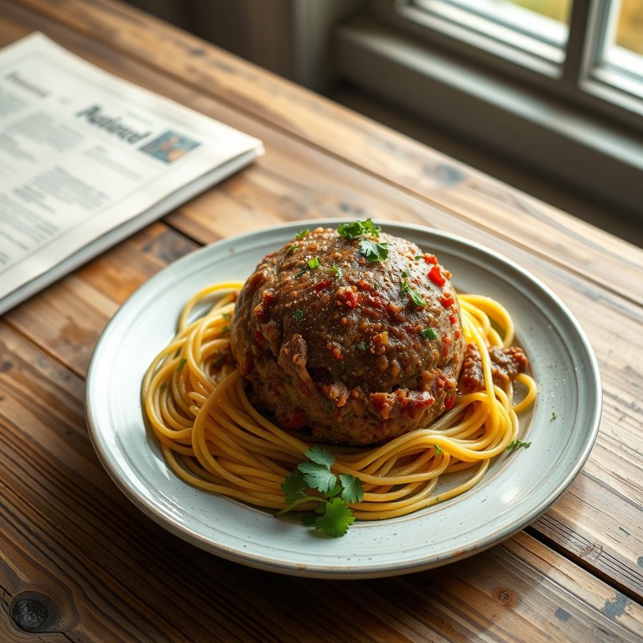 Giant Spaghetti-Stuffed Meatball