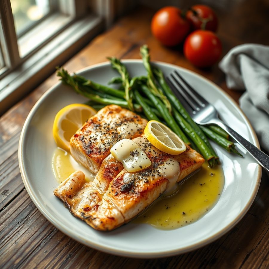 Grilled Salmon with Lemon Butter Sauce