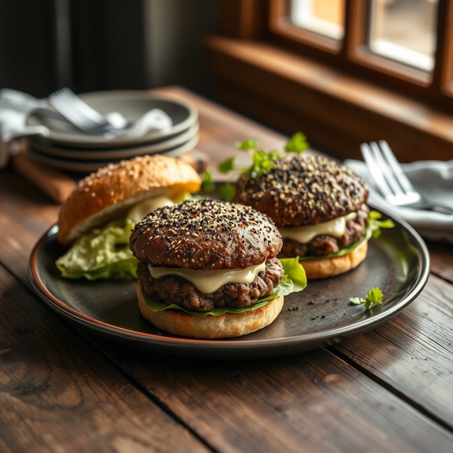 Hamburgers Encrusted with Black Pepper