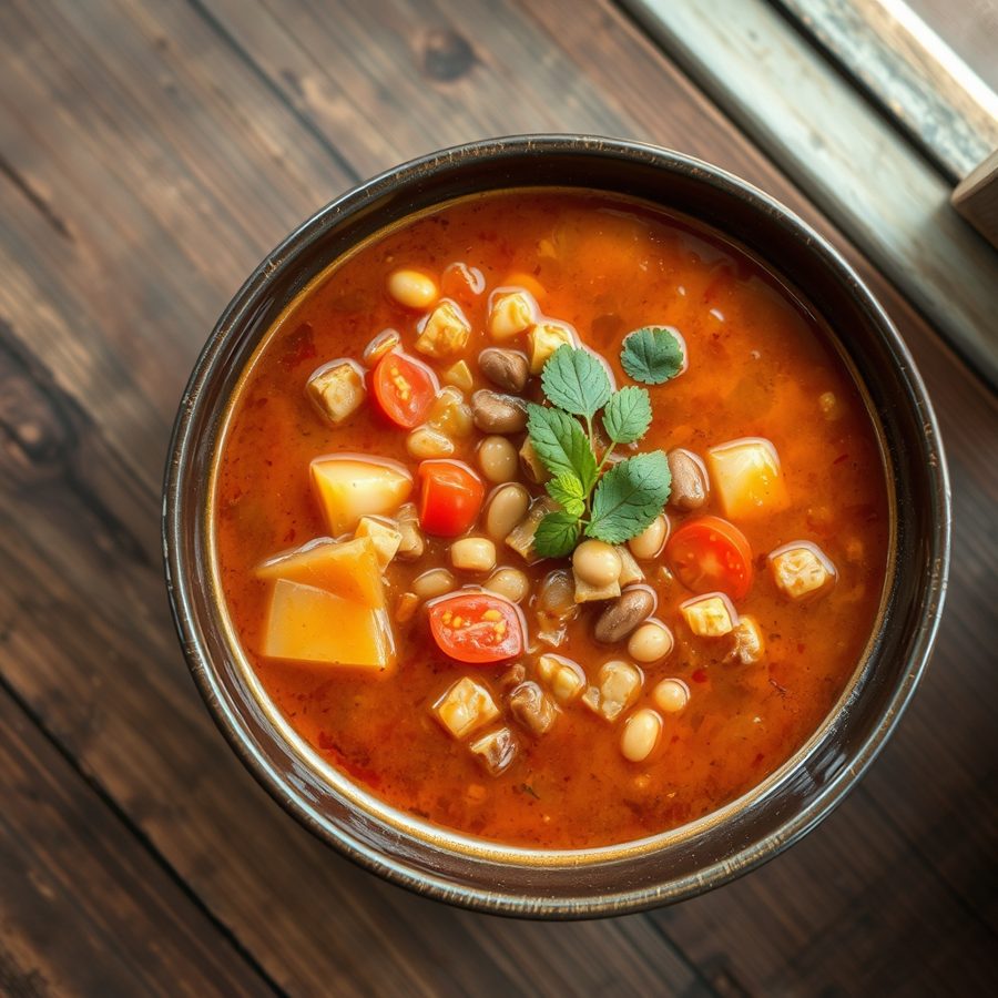Ibirayi n'Ibinyomoro (Rwandan Bean Soup with Smoked Beef)