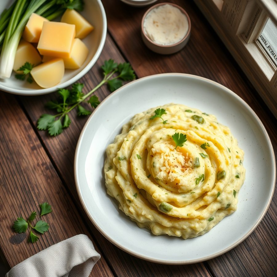 Leek, Parsley, and Cheddar Mash