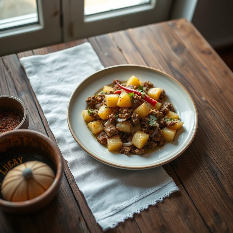 Mafrum bil Lahm (Libyan Baked Meat and Potatoes)