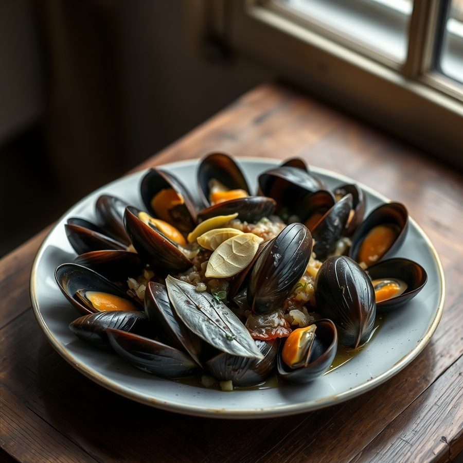 Mussels in Onion and Butter Sauce (Moules Marinière)