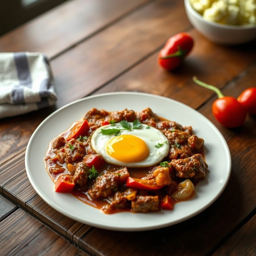 Nigerian Pepper Sauce with Beef and Eggs (Obe Ata)