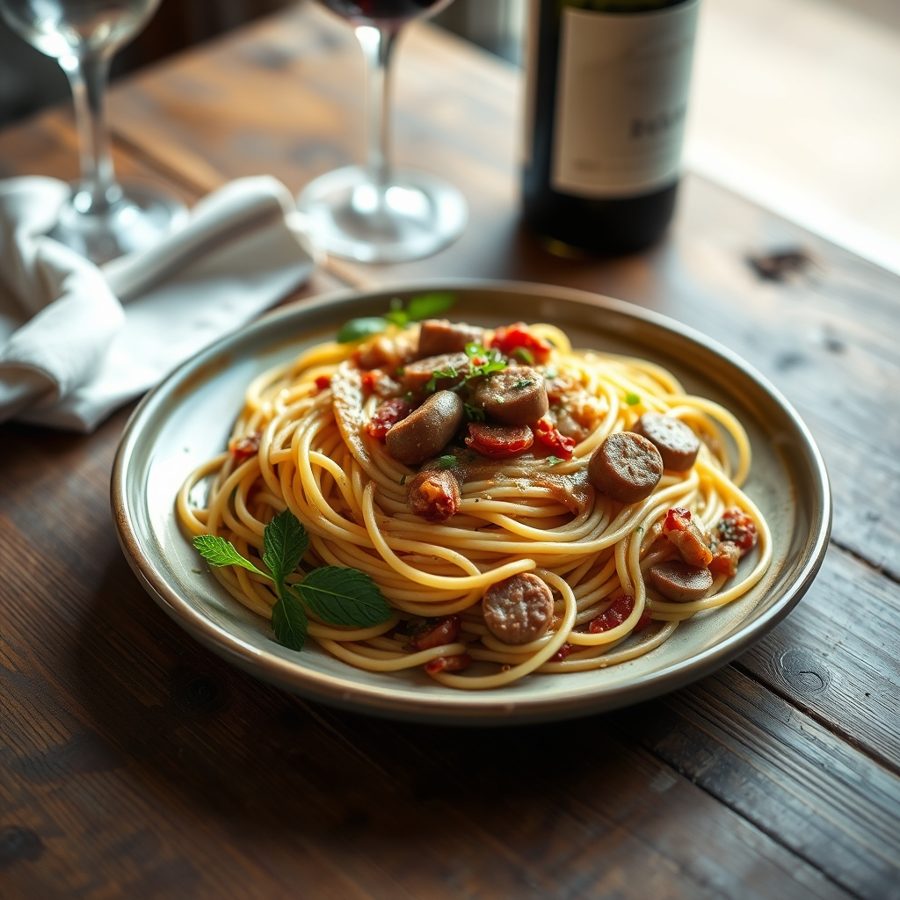 Simple Italian Sausage Spaghetti Dinner