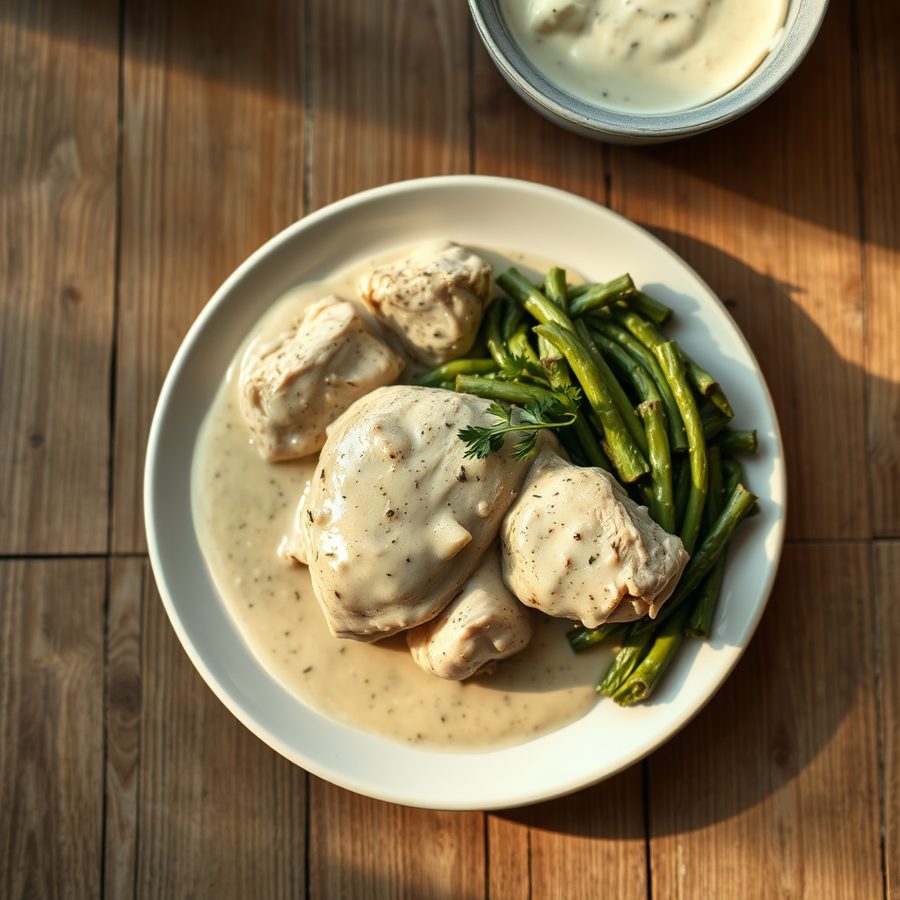 Slow-Cooked Chicken in Cream Sauce