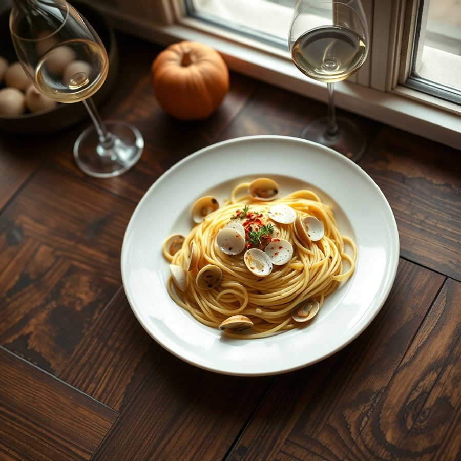 Spaghetti with Clams in White Wine Sauce
