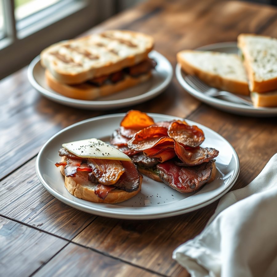 Steak, Bacon, and Gruyere Paninis
