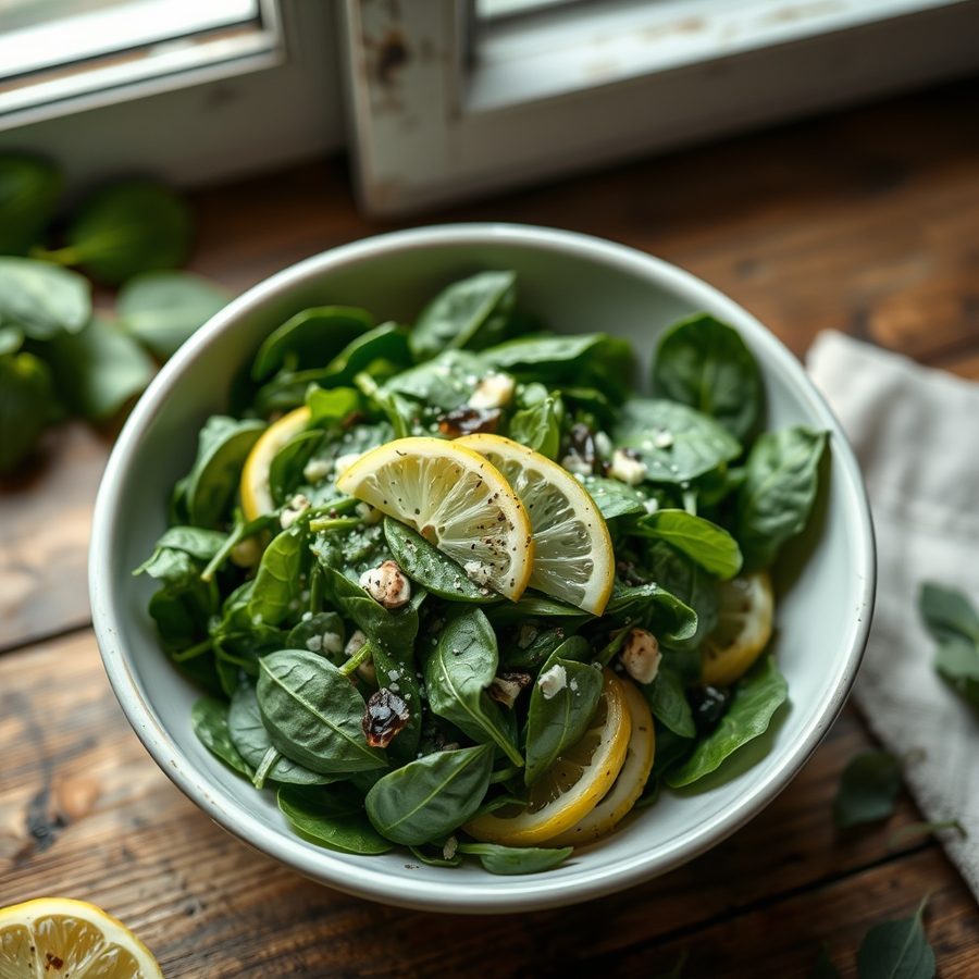 Wild Spinach and Lemon Salad